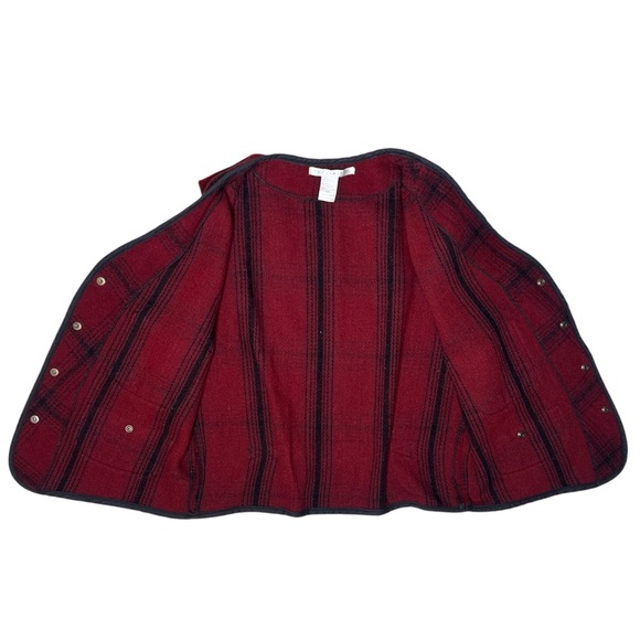 Vintage The Limited Red Plaid Wool Blend Vest Women’s Size M Snap Button Pockets - Picture 4 of 8